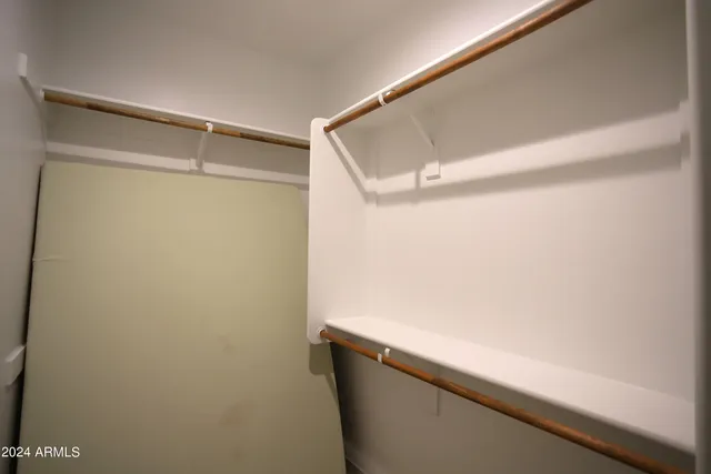 a close up view of closet