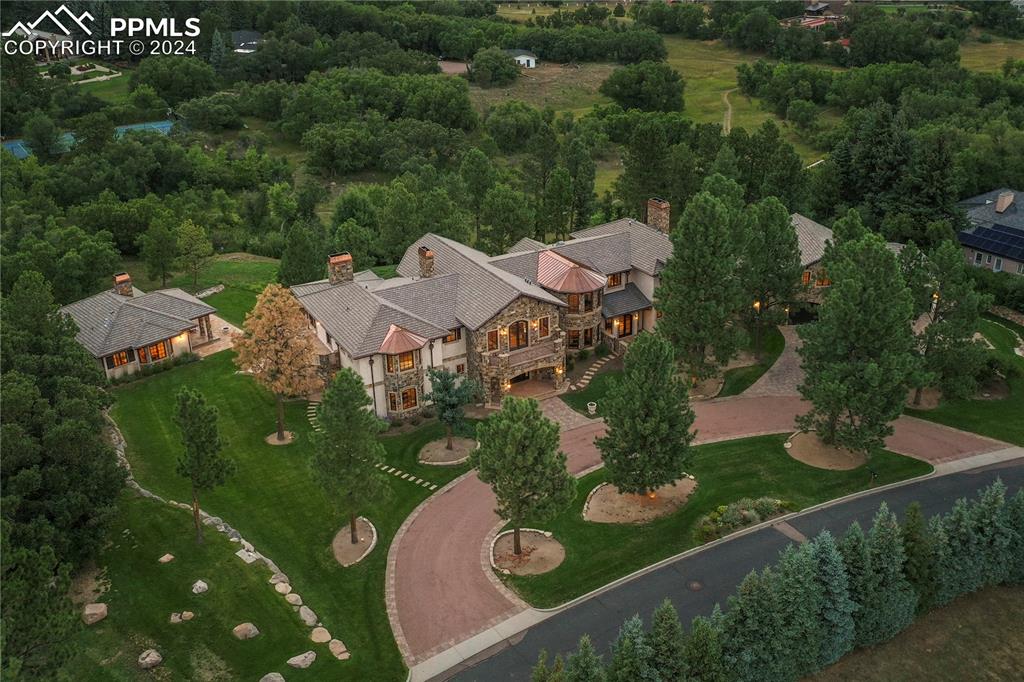 an aerial view of a house