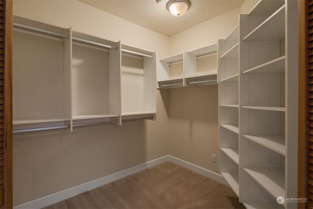 a view of an empty walk in closet