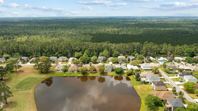 a view of a lake in a city