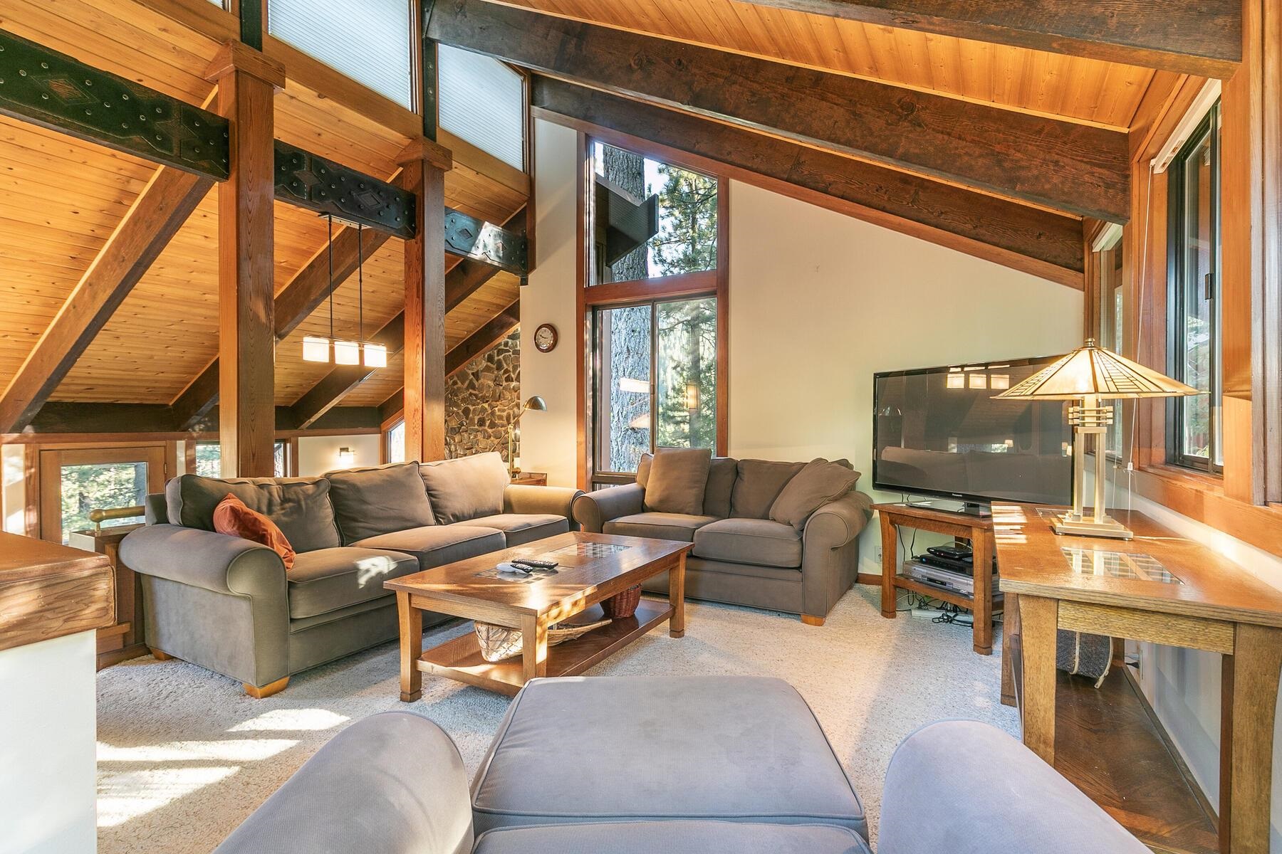 1469 Sandy Way Olympic Valley, CA 96146 - Photo 11 of 21 a living room with furniture a flat screen tv and floor to ceiling windows