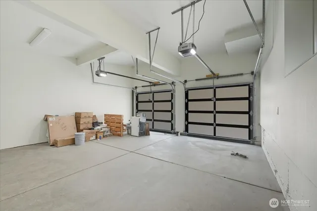 a view of a garage with furniture