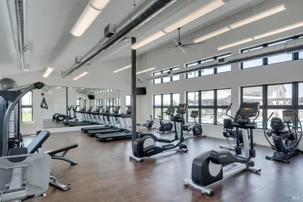 a view of a room with gym equipment