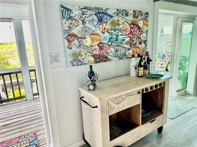 a view of a stove top oven and table