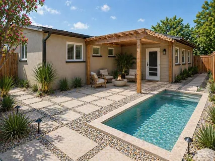 a house view with a garden space