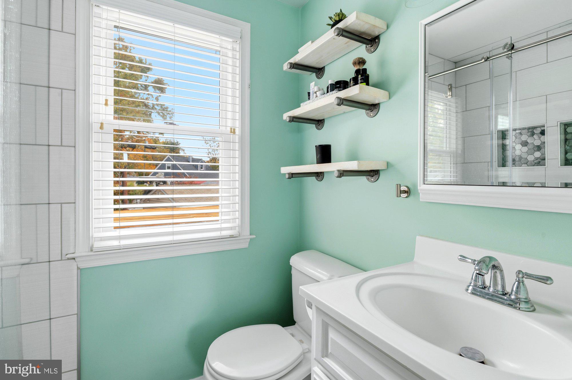 6809 Duke Drive Alexandria, VA 22307 - Photo 18 of 30 a bathroom with a toilet sink and mirror