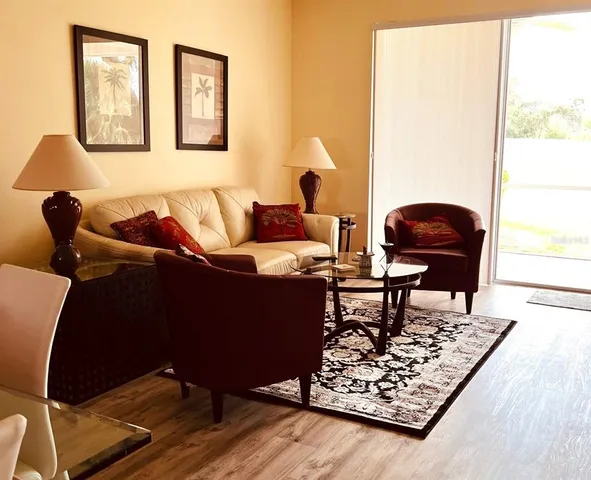 a living room with furniture