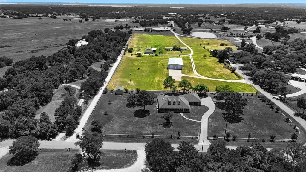 an aerial view of a house