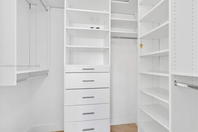 a view of an empty walk in closet