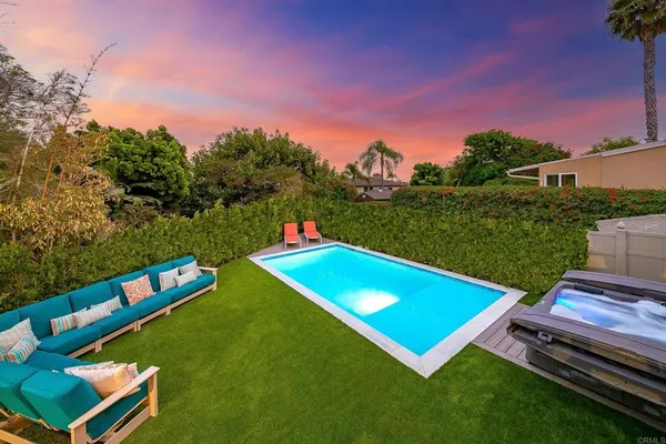 a view of an outdoor space with seating area