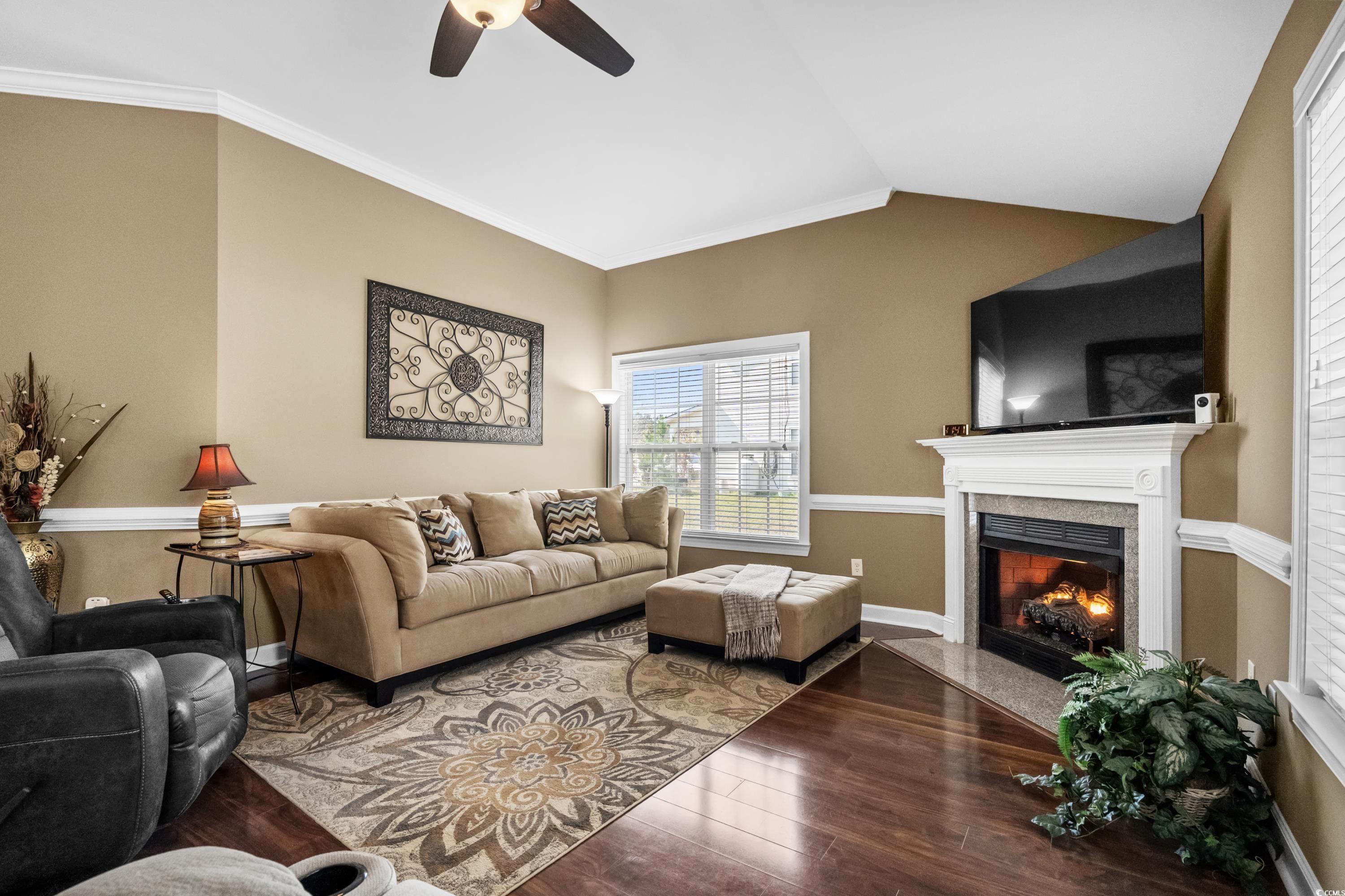 139 Dunbarton Lane Conway, SC 29526 - Photo 11 of 40 Living area featuring a ceiling fan, wood finished
