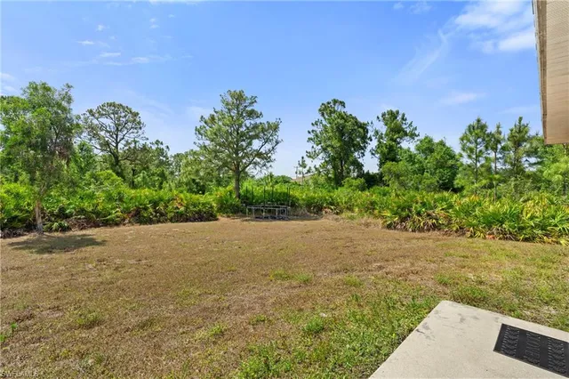 a backyard of a house with lots of green space