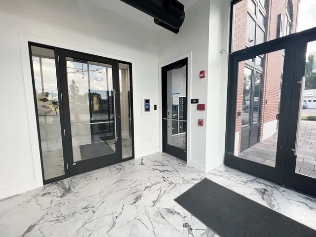 a view of a bathroom with a window