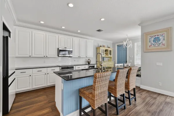 a kitchen with lots of counter top space