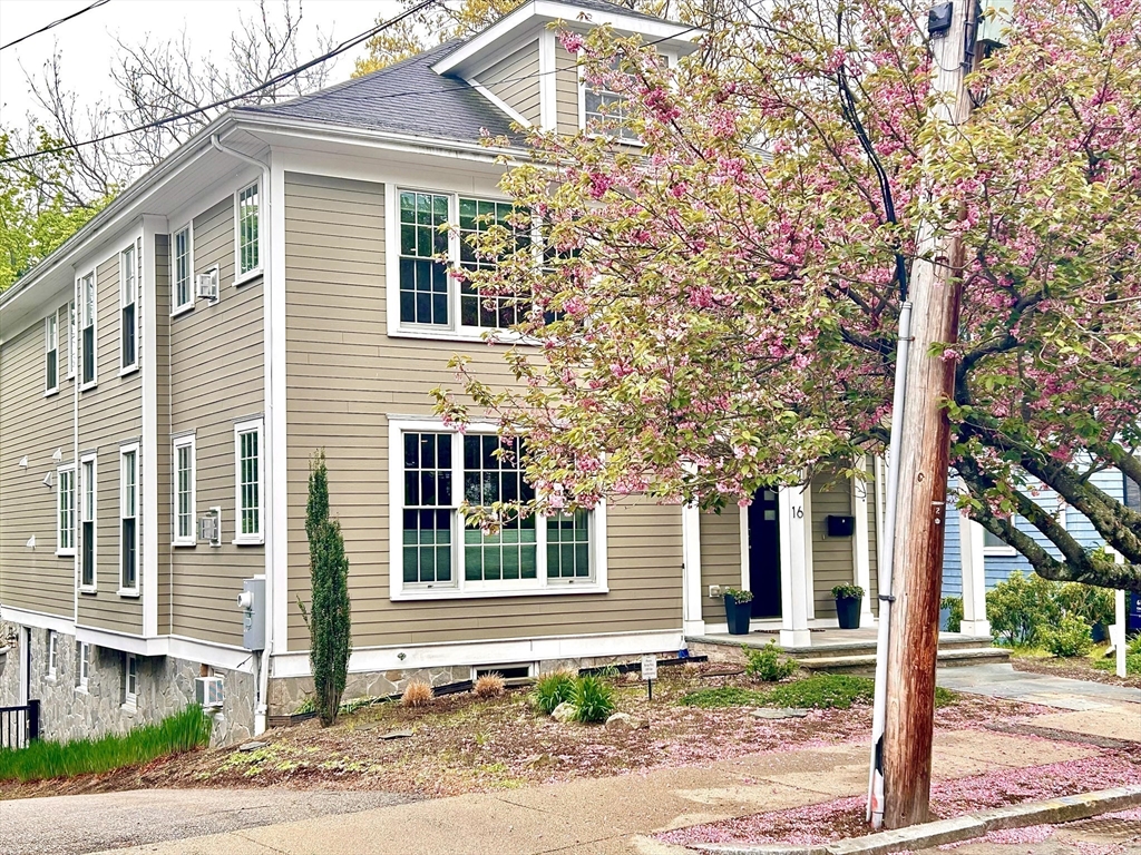 16 York Terrace Brookline, MA 02446 - Photo 2 of 42 a front view of a house with a yard and potted plants