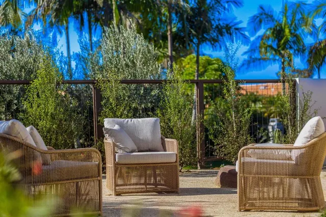 a view of outdoor space with seating area