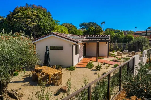 a table and chairs in front of a house