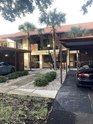 a view of a building with a street