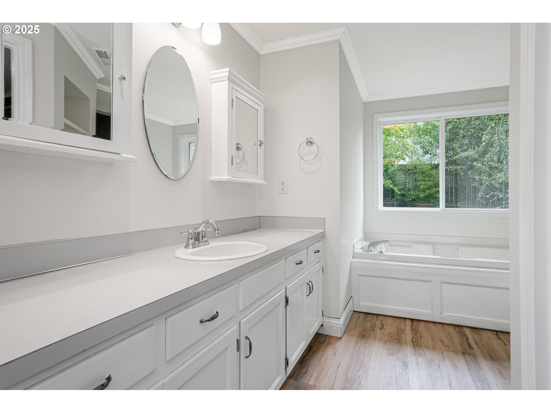 5561 Springwood Avenue Southeast Salem, OR 97306 - Photo 32 of 42 a bathroom with a tub a sink and a mirror