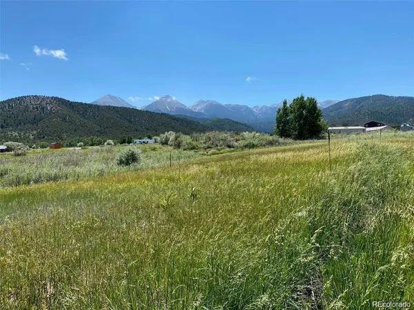 a view of a lush green outdoor space with mountain view