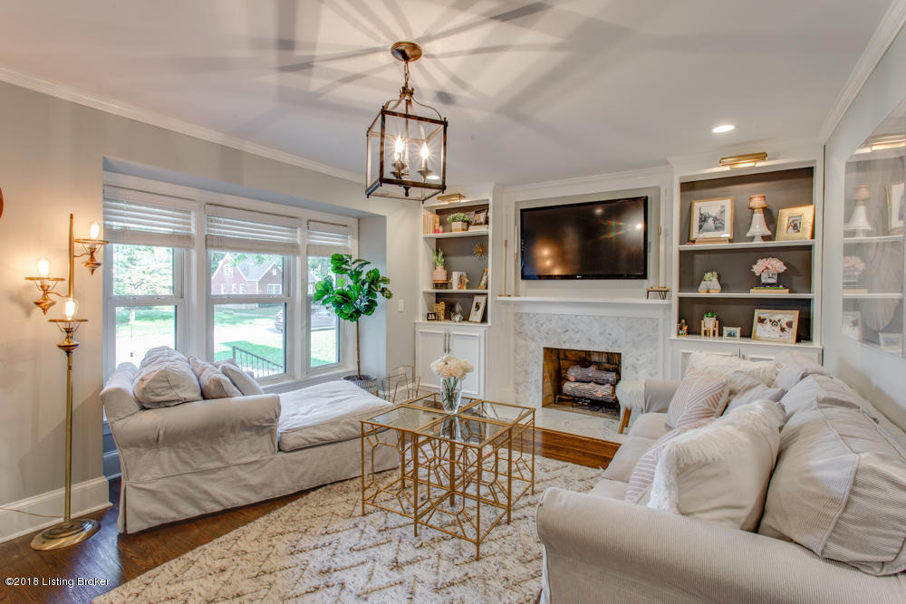 227 Sage Road Louisville, KY 40207 - Photo 5 of 62 Living room with custom fireplace and built ins