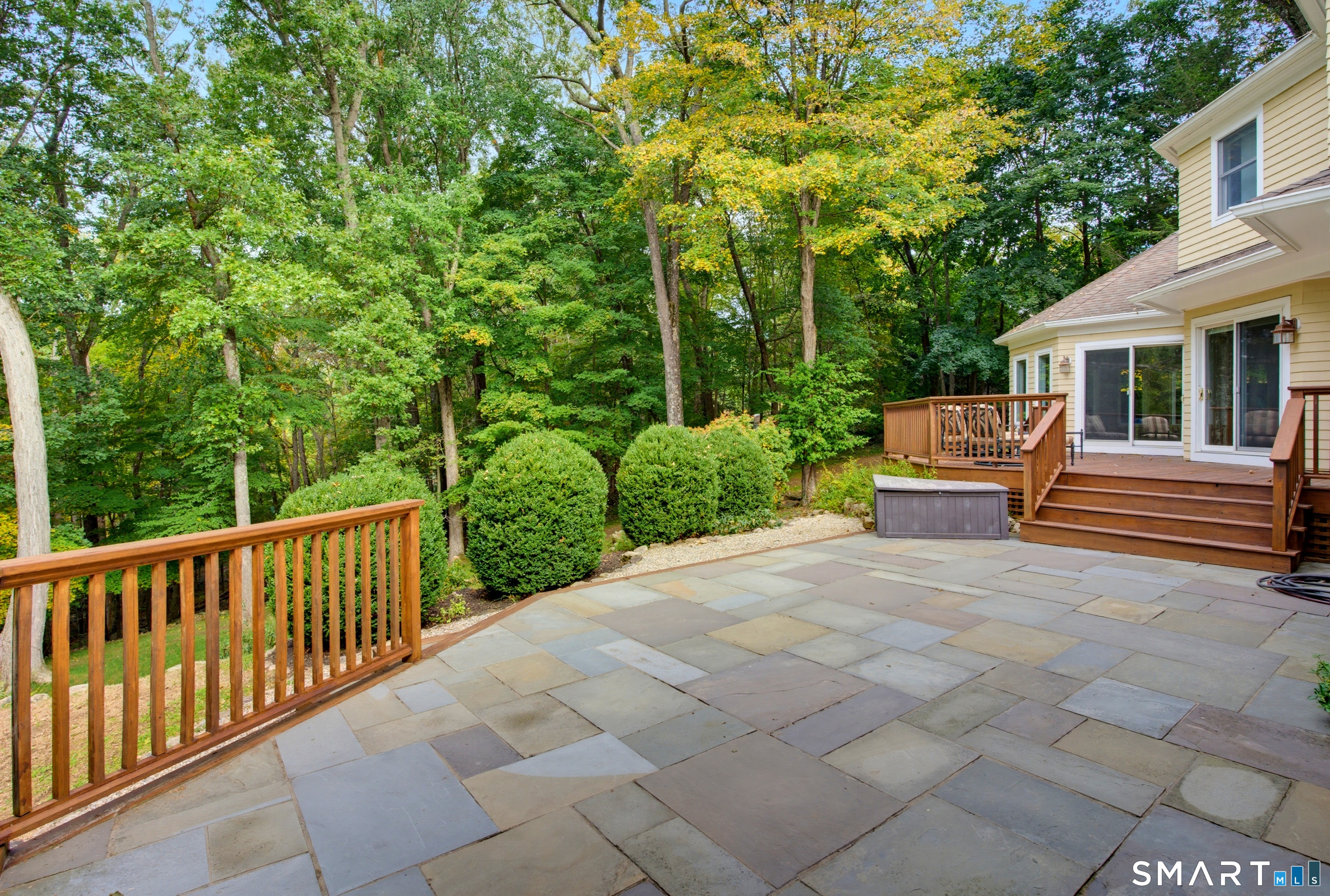 140 Good Hill Road Weston, CT 06883 - Photo 31 of 39 Bluestone patio overlooking private bucolic backyard