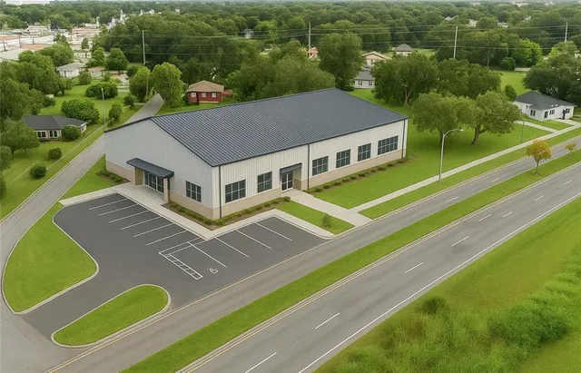 an aerial view of a house