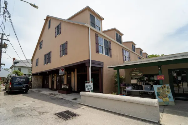 a view of a car park in front of building