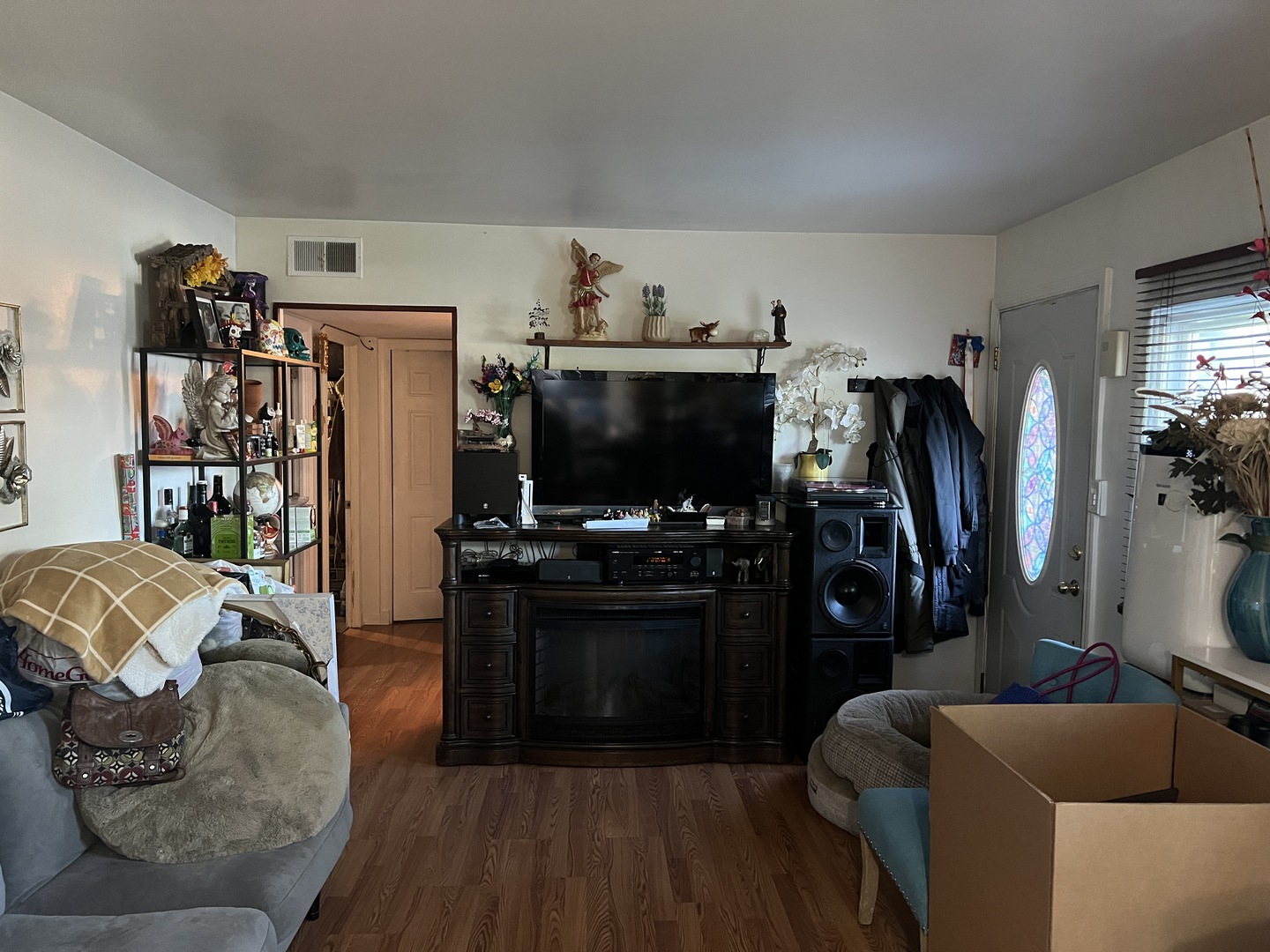879 North Avenue Des Plaines, IL 60016 - Photo 2 of 7 a living room with furniture a flat screen tv and a walk in closet