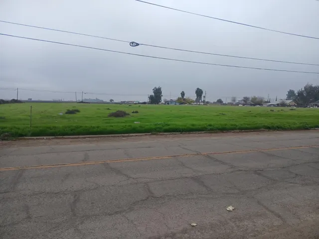 a view of a field of grass and trees