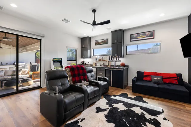 a room with furniture or couch and a window