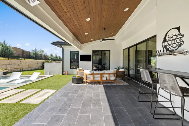 a view of a lobby with furniture and garden