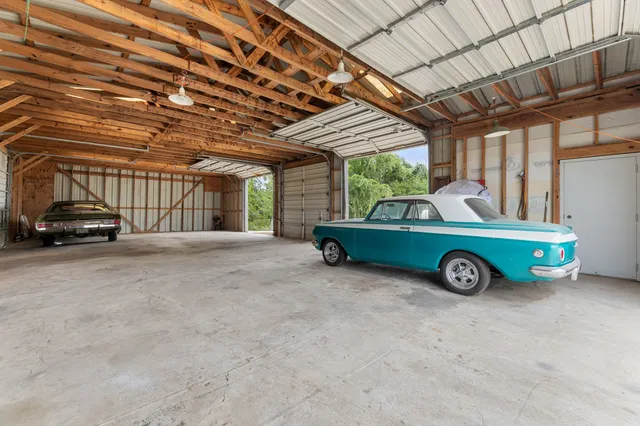 a car parked in a garage