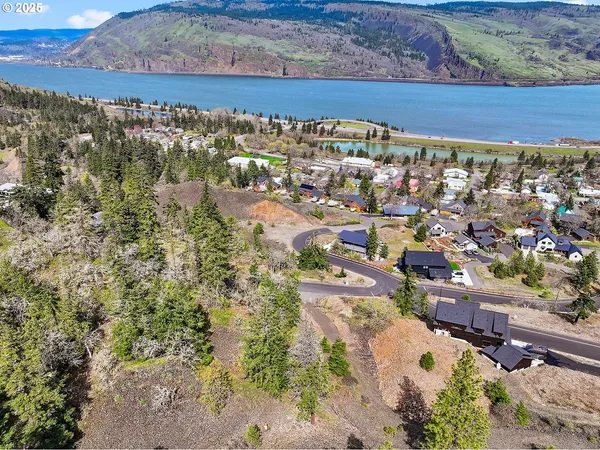 a view of a city with lush green forest