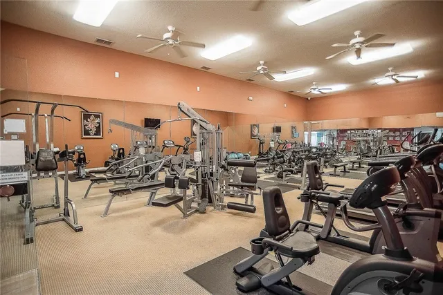 a view of a room with gym equipment