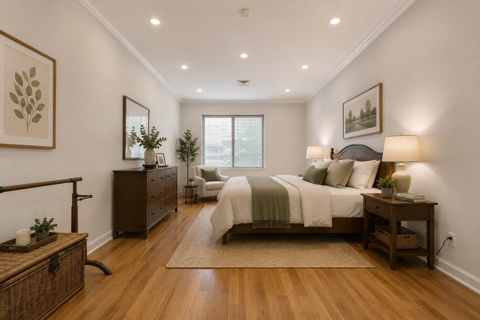 914 Main Street, Unit 911 Houston, TX 77002 - Photo 20 of 30 a bedroom with a bed and wooden floor