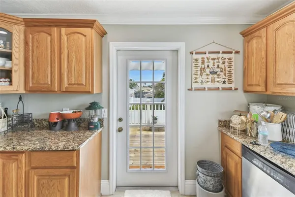 a view of a porch with furniture