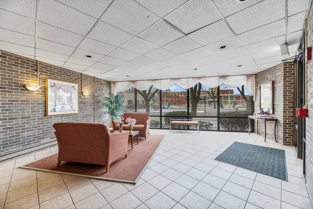 a front view of a building and street view