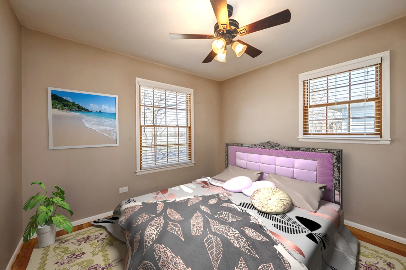 3208 Wren Lane Rolling Meadows, IL 60008 - Photo 9 of 18 a bedroom with a bed and a chandelier