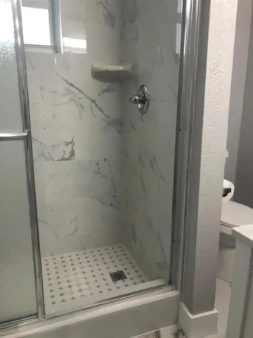 a bathroom with a shower