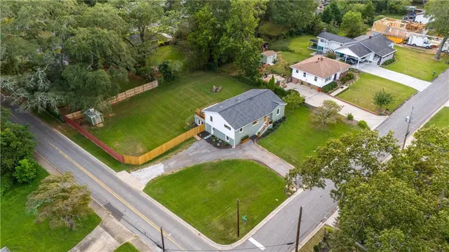 an aerial view of a house