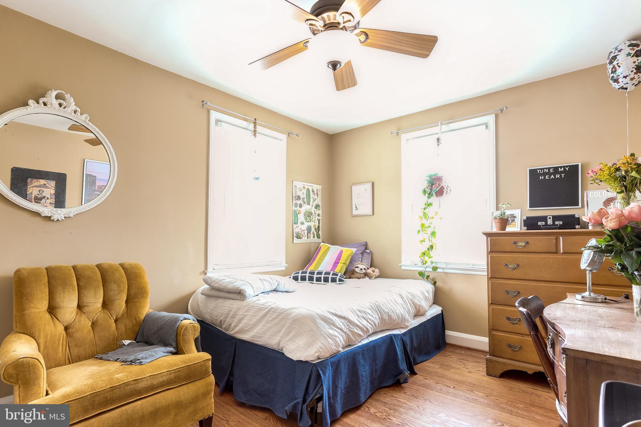 173 Cherrydell Road Baltimore, MD 21228 - Photo 17 of 29 Bedroom 2 w/ Hardwood Floors & Ceiling Fan