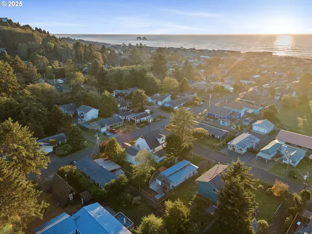 an aerial view of residential building with parking space