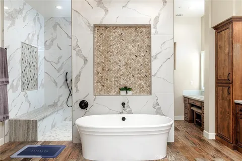 a view of gallery with wooden floor