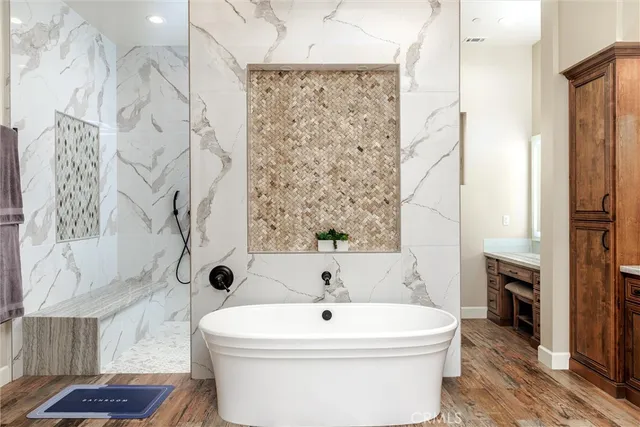 a view of gallery with wooden floor