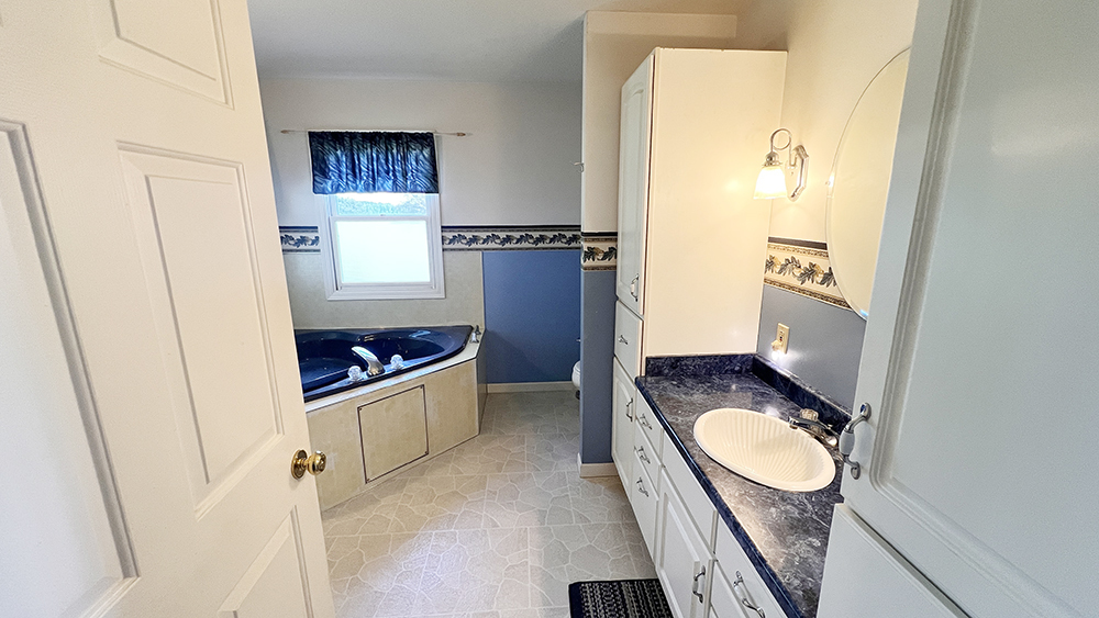 14474 Lyndon Road Morrison, IL 61270 - Photo 19 of 31 a bathroom with a granite countertop sink toilet and shower