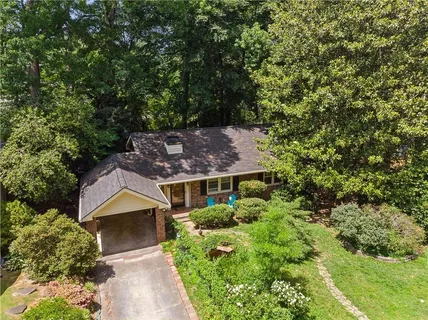 an aerial view of a house