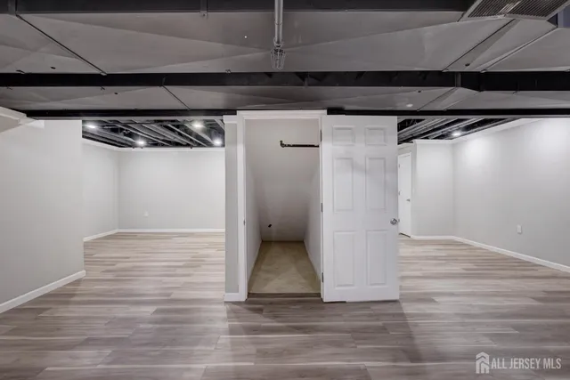 a view of small space with racks on the wall