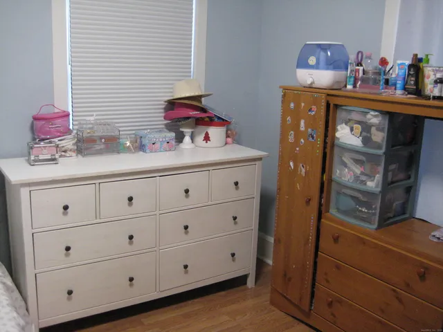a kitchen with a cabinets and dresser
