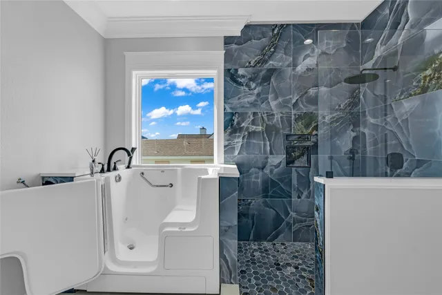 a bathroom with a shower